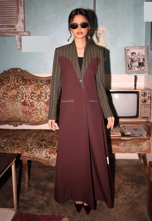 Autumn Color Contrast Patchwork Angola Red Striped Long Trench Coat Overcoat Coat