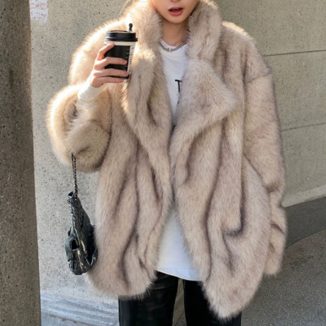 Autumn Winter Thickening Faux Fur Faux Shearling Jacket Mid Length Environmental Protection Fur Coat Overcoat Women Elegant