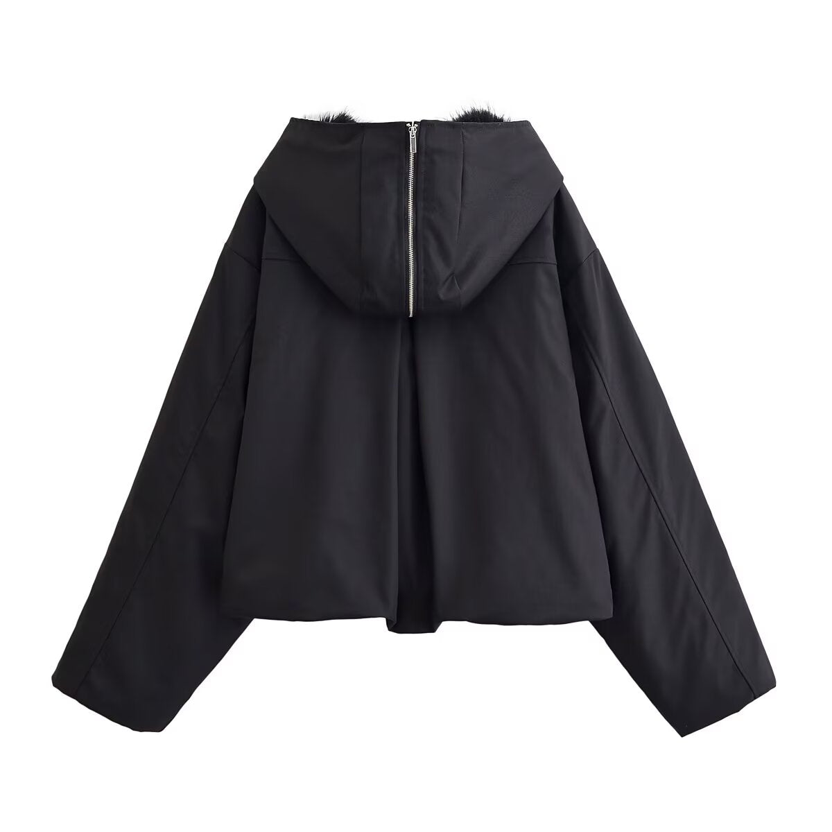 Women Clothing Casual Short Black Hooded Jacket