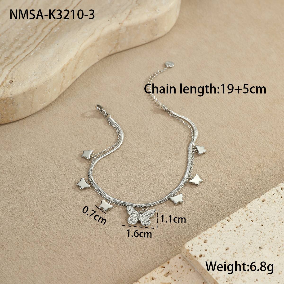 Steel Butterfly Anklet