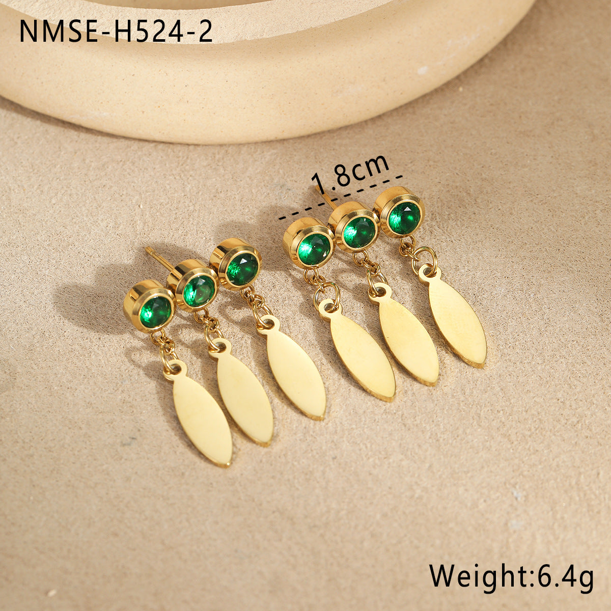 Green Zirconium Earrings