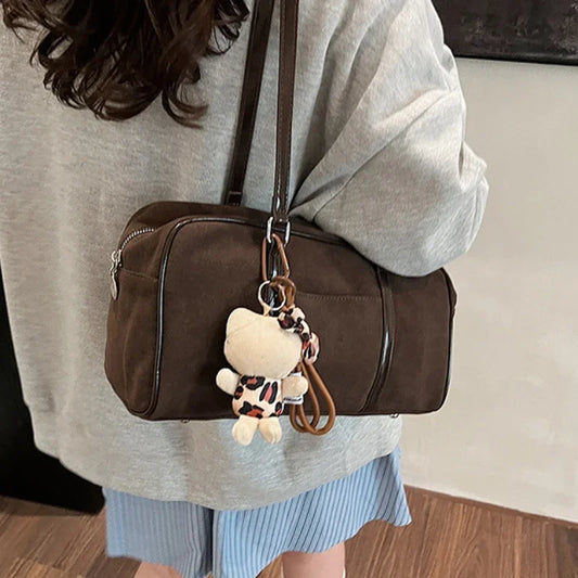 Casual Large Capaci Suede Bag Women 2025 New Autumn and Winter Retro Brown Commuter Shoulder Bag Pillow Bag Purses and Handbags