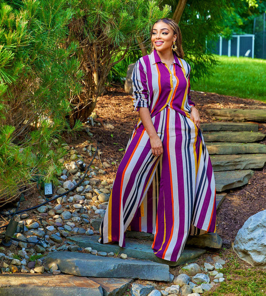 Autumn Sexy Women Wear Printed Striped Long Sleeve Cardigan Single Breasted Suit