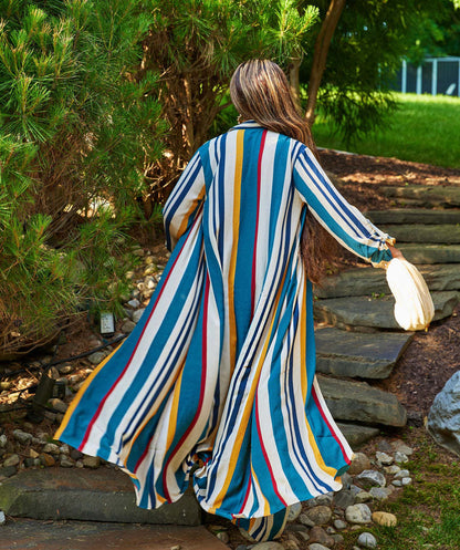 Autumn Sexy Women Wear Printed Striped Long Sleeve Cardigan Single Breasted Suit