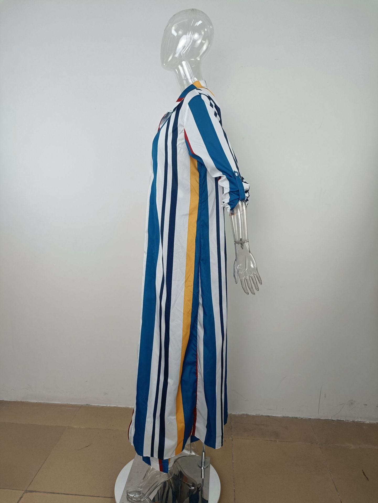 Autumn Sexy Women Wear Printed Striped Long Sleeve Cardigan Single Breasted Suit