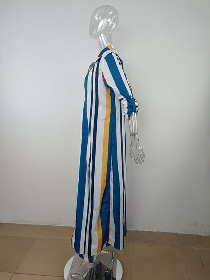 Autumn Sexy Women Wear Printed Striped Long Sleeve Cardigan Single Breasted Suit