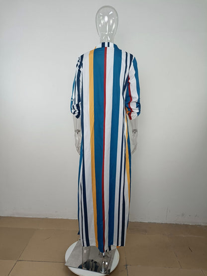 Autumn Sexy Women Wear Printed Striped Long Sleeve Cardigan Single Breasted Suit