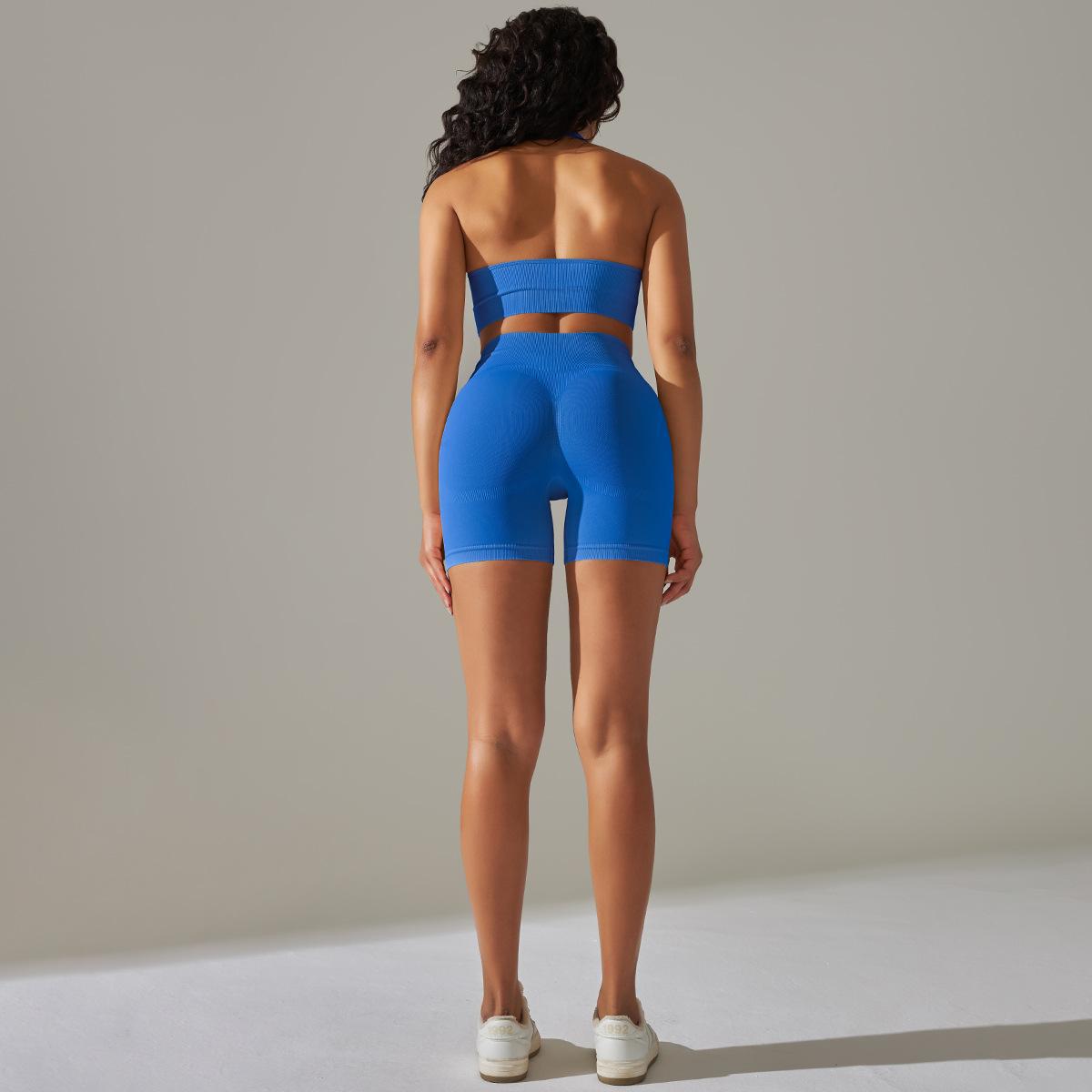 Seamless Yoga Suit Women High Waist Belly Contracting Close-Fitting Sports Bra Fitness Yoga Pants Two Piece Suit