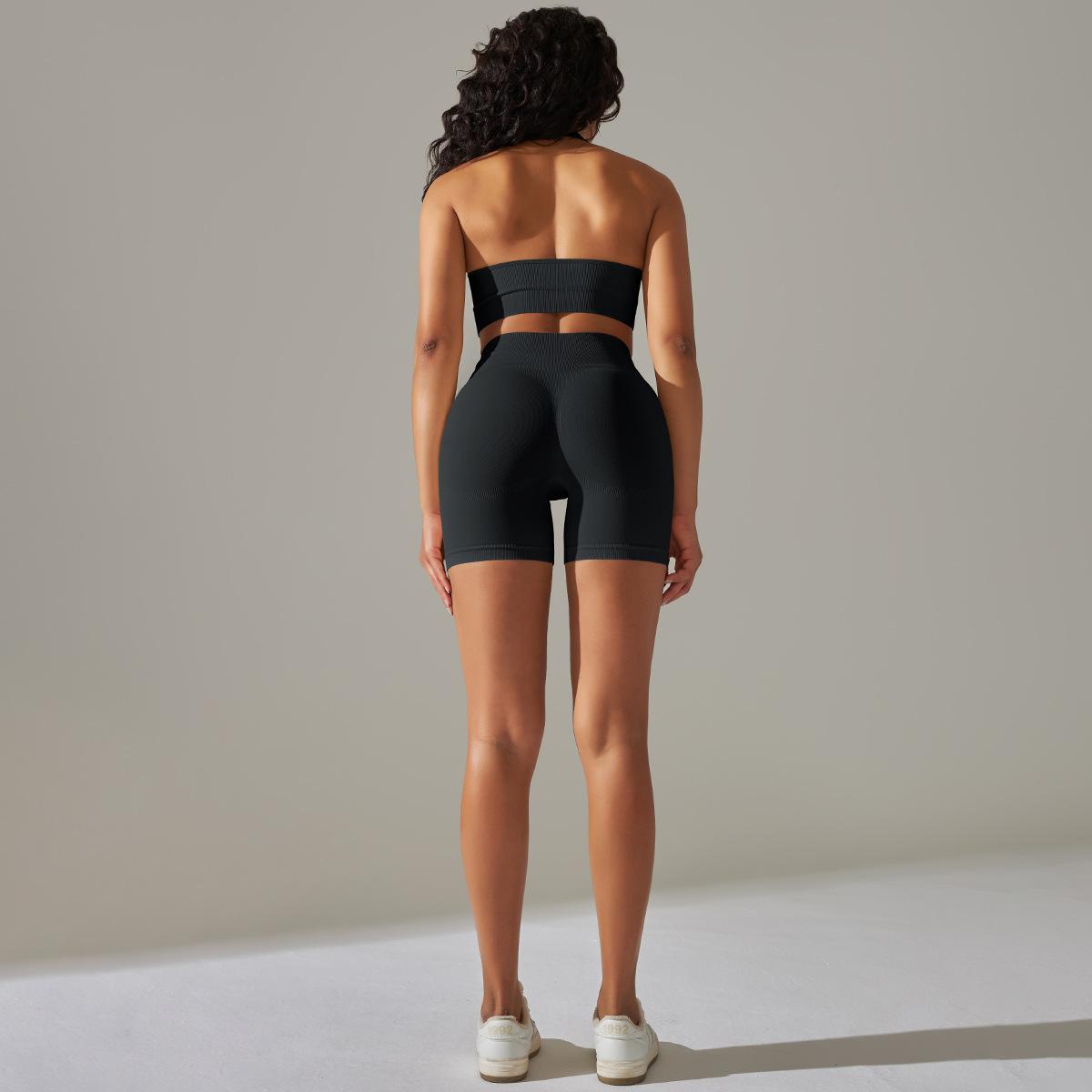 Seamless Yoga Suit Women High Waist Belly Contracting Close-Fitting Sports Bra Fitness Yoga Pants Two Piece Suit