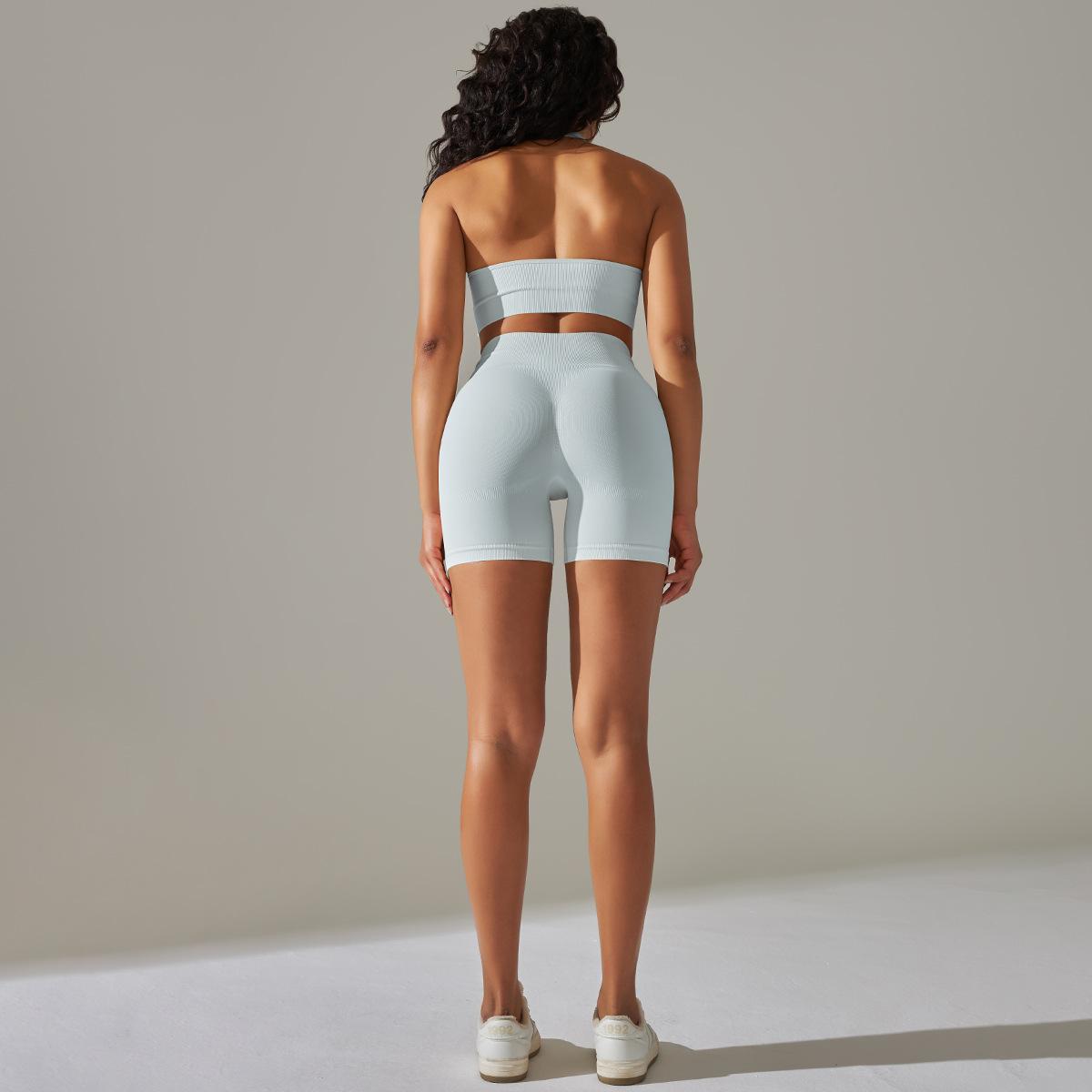 Seamless Yoga Suit Women High Waist Belly Contracting Close-Fitting Sports Bra Fitness Yoga Pants Two Piece Suit