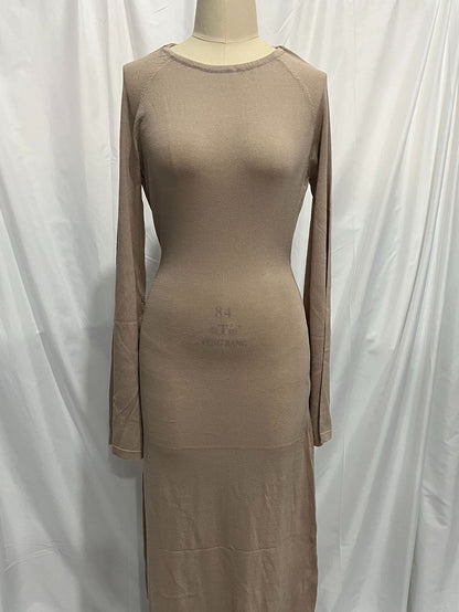 French Sexy Backless Dress Knitted Thin Autumn Winter Vacation Dress