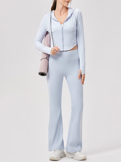 Lycra Yoga Jacket Women Fall Winter Hooded Zipper Sport Cardigan Slim Fit Slim Look Running Fitness Yoga Wear Top