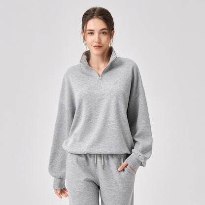 Women Fall Winter Yoga Wear Sports Sweater Modal Loose Casual Stand Collar Running Fitness Sports Top