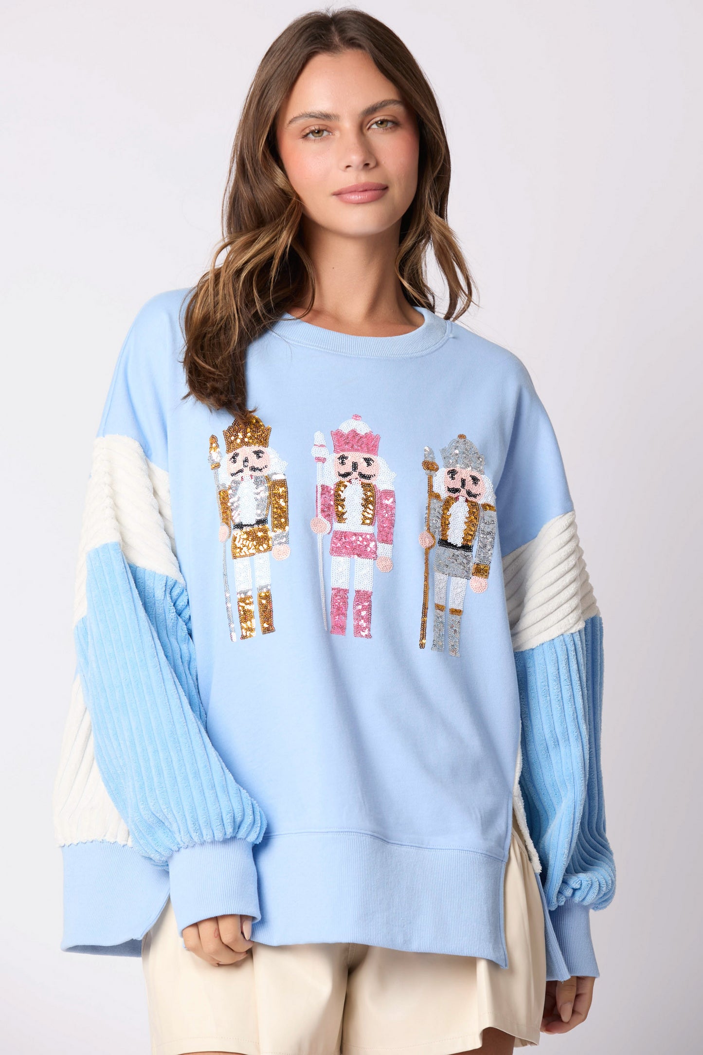 Fall Winter Arrival Women Clothing Christmas Soldier Sequined Top Multicolor Hoodie Women