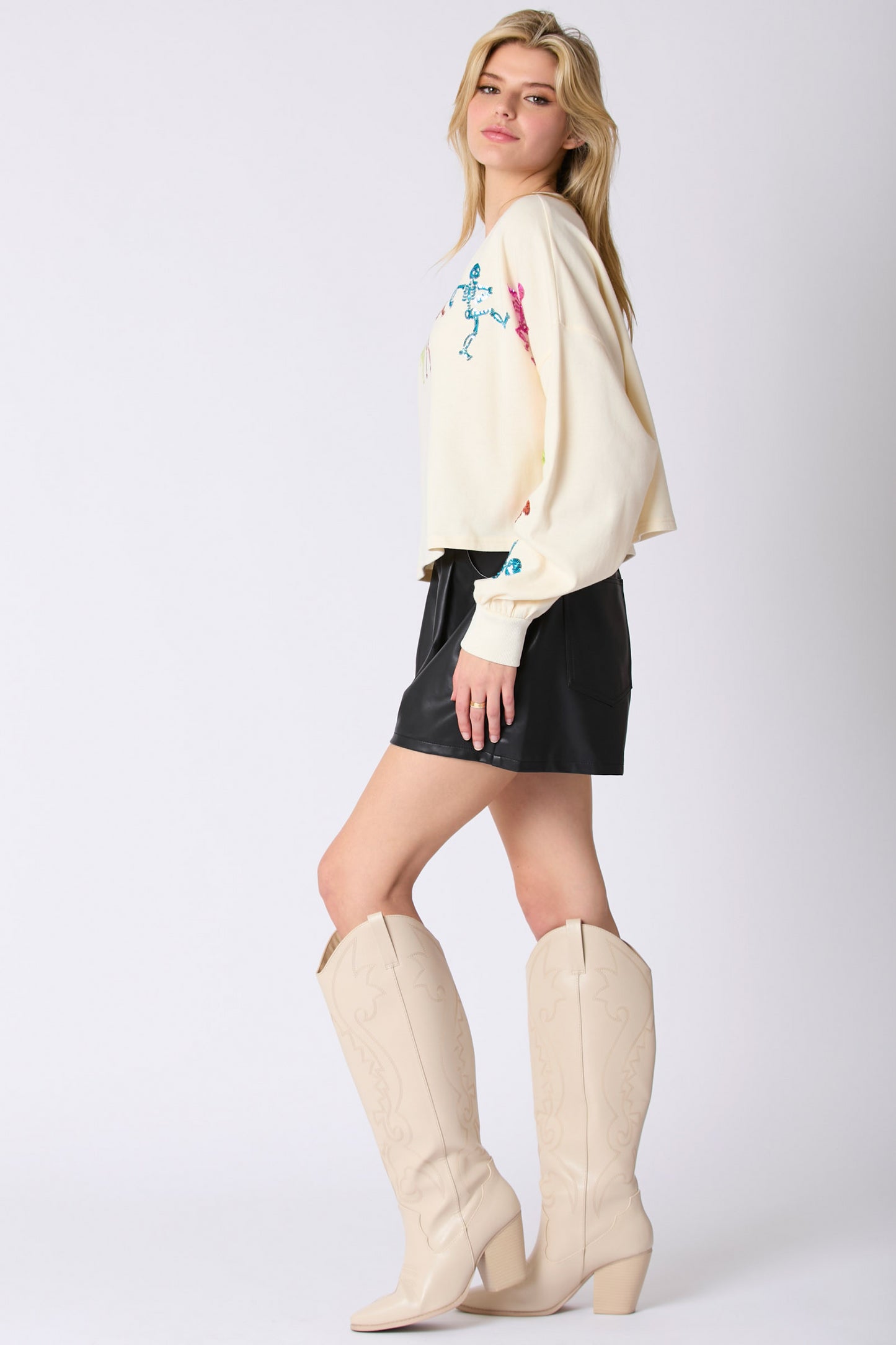 Autumn Winter Women Halloween Skull Sequined Top Loose Fitting Casual Pullover Women