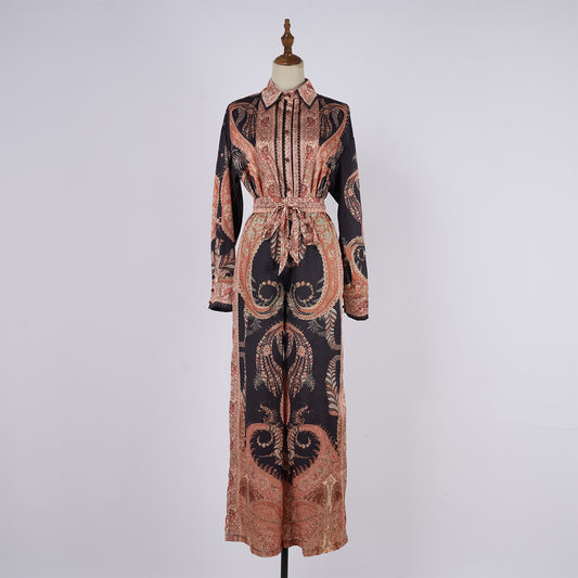 Women Tropical Print Blouse And Casual Pants Two Piece Sets