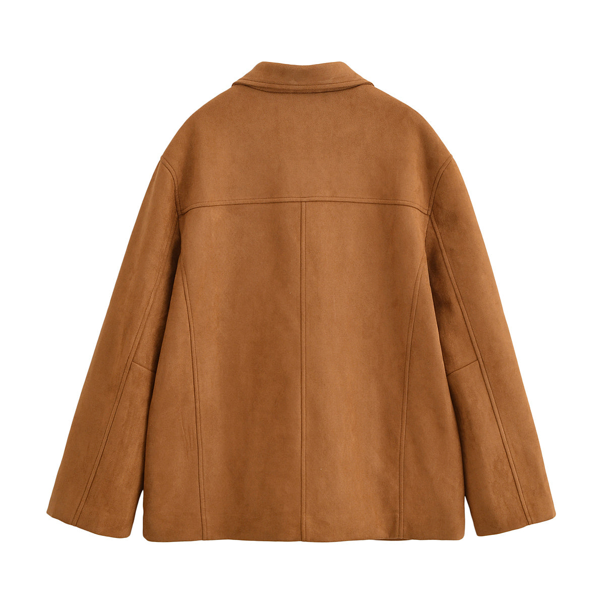 Women Clothing Collared Long Sleeve Suede Texture Jacket Varsity Jacket Jacket Women