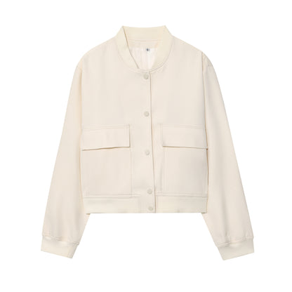 Women Autumn Stand Collar Large Pocket Women Jacket Coat