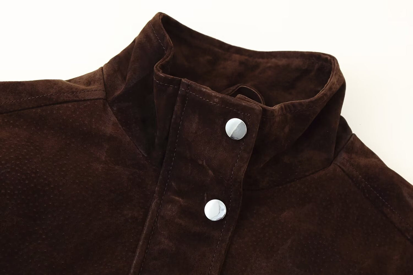 Women Clothing Fall Pocket Suede Bomber Jacket Coat