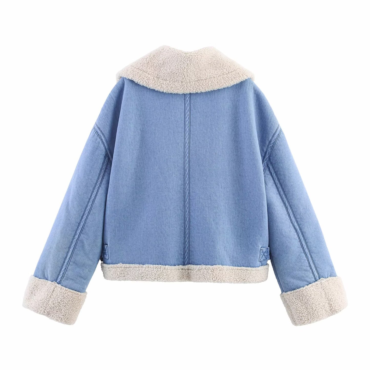 Women Clothing Autumn Motorcycle Polo Collar Jacket Padded Jacket