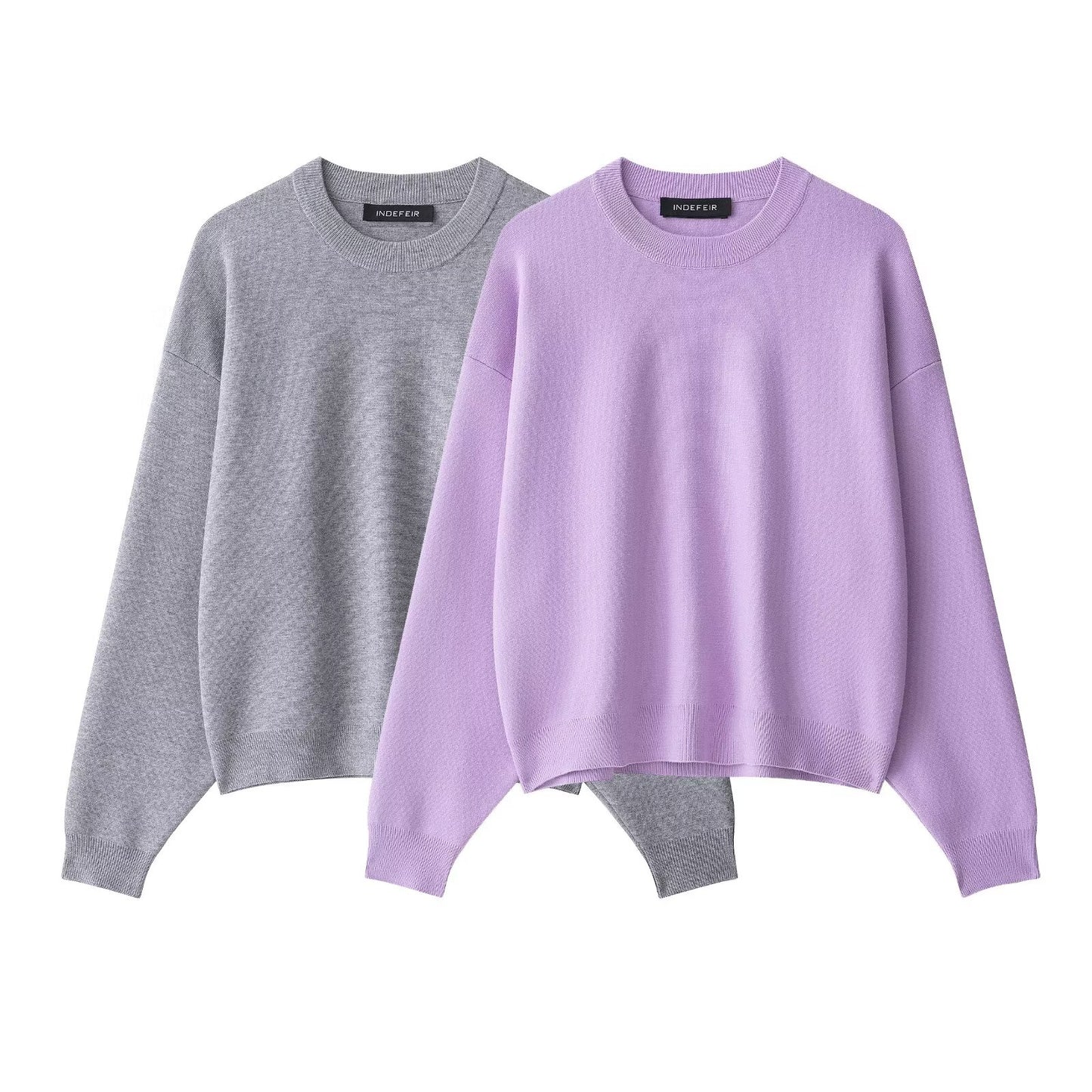 Women'Clothing Autumn Fashionable round Neck Rib Knitted Sweater