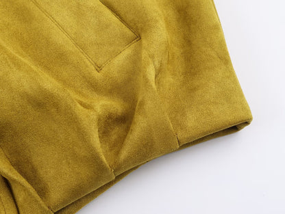 Fall All Matching Loose Casual Jacket Ginger Suede Polo Collar Jacket