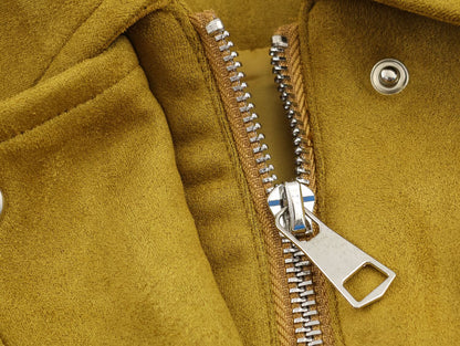 Fall All Matching Loose Casual Jacket Ginger Suede Polo Collar Jacket