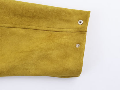 Fall All Matching Loose Casual Jacket Ginger Suede Polo Collar Jacket