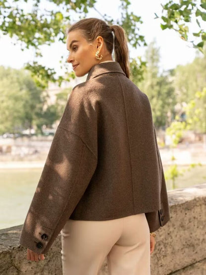 Autumn Women Clothing Design Casual All Matching Woolen Short Coat