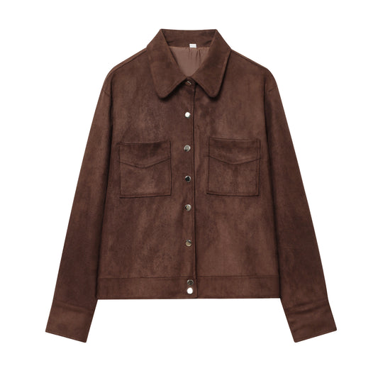 Women Clothing Suede Textured Jacket Jacket