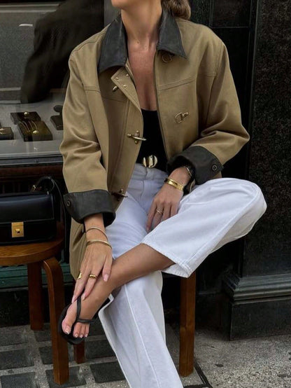 Women Clothes Casual Suede Fabric Jacket Coat