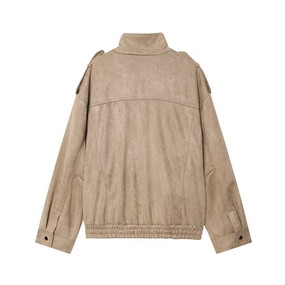 Early Autumn Women Clothing Office Fashionable All Match Suede Textured Leather Coat