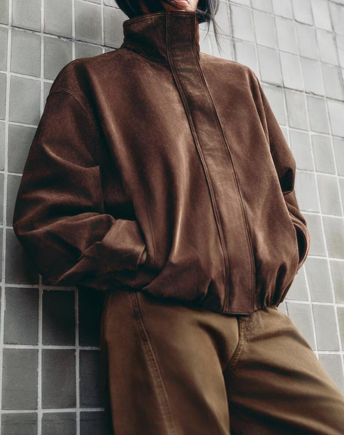 Women Clothing at Loose Suede Jacket