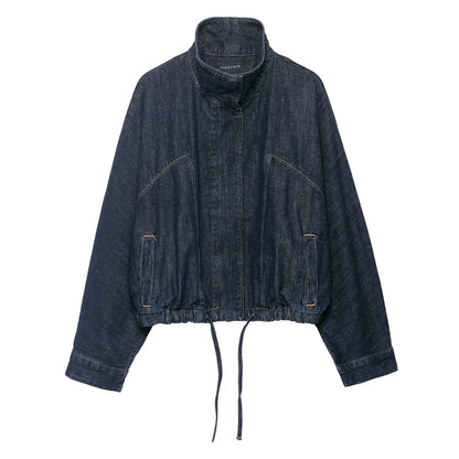 Simple Short Bat Sleeve Denim Jacket Coat