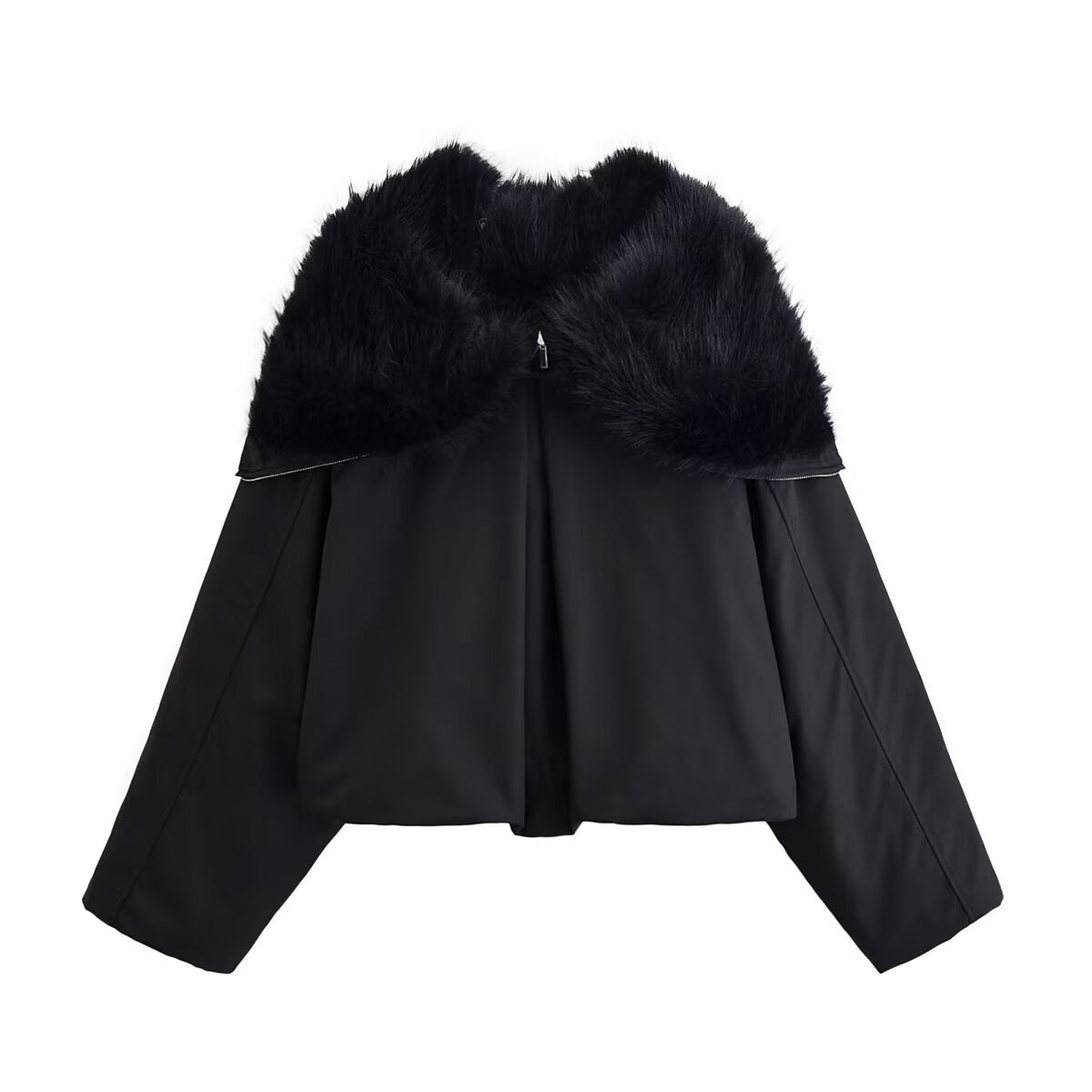 Women Clothing Casual Short Black Hooded Jacket