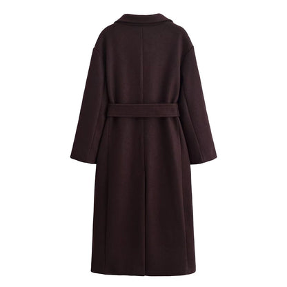 Women Clothing Autumn Urban High Elegance Retro Woolen Overcoat Coat