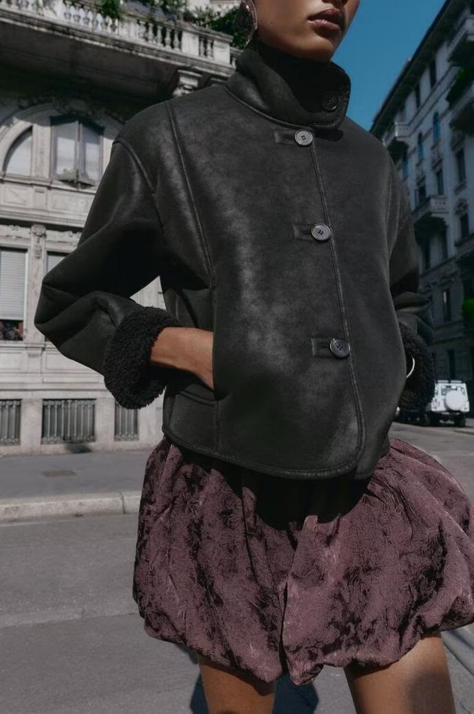 Elegant Women Suede Effect Double Sided Jacket