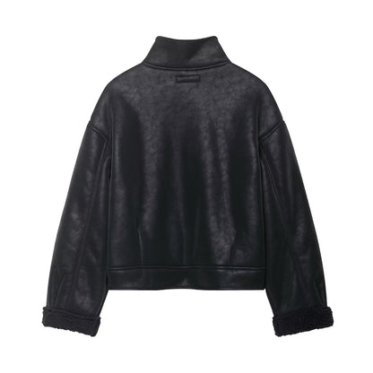 Elegant Women Suede Effect Double Sided Jacket