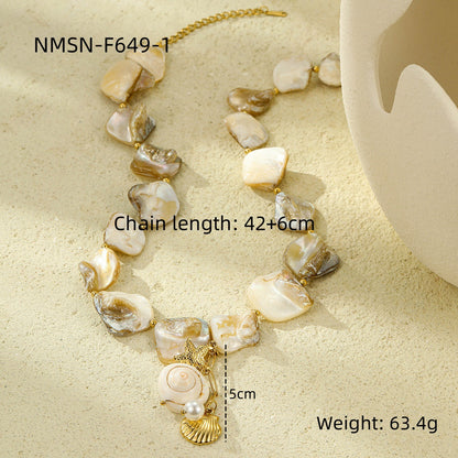 NMSN-F649-1 White Shell Necklace