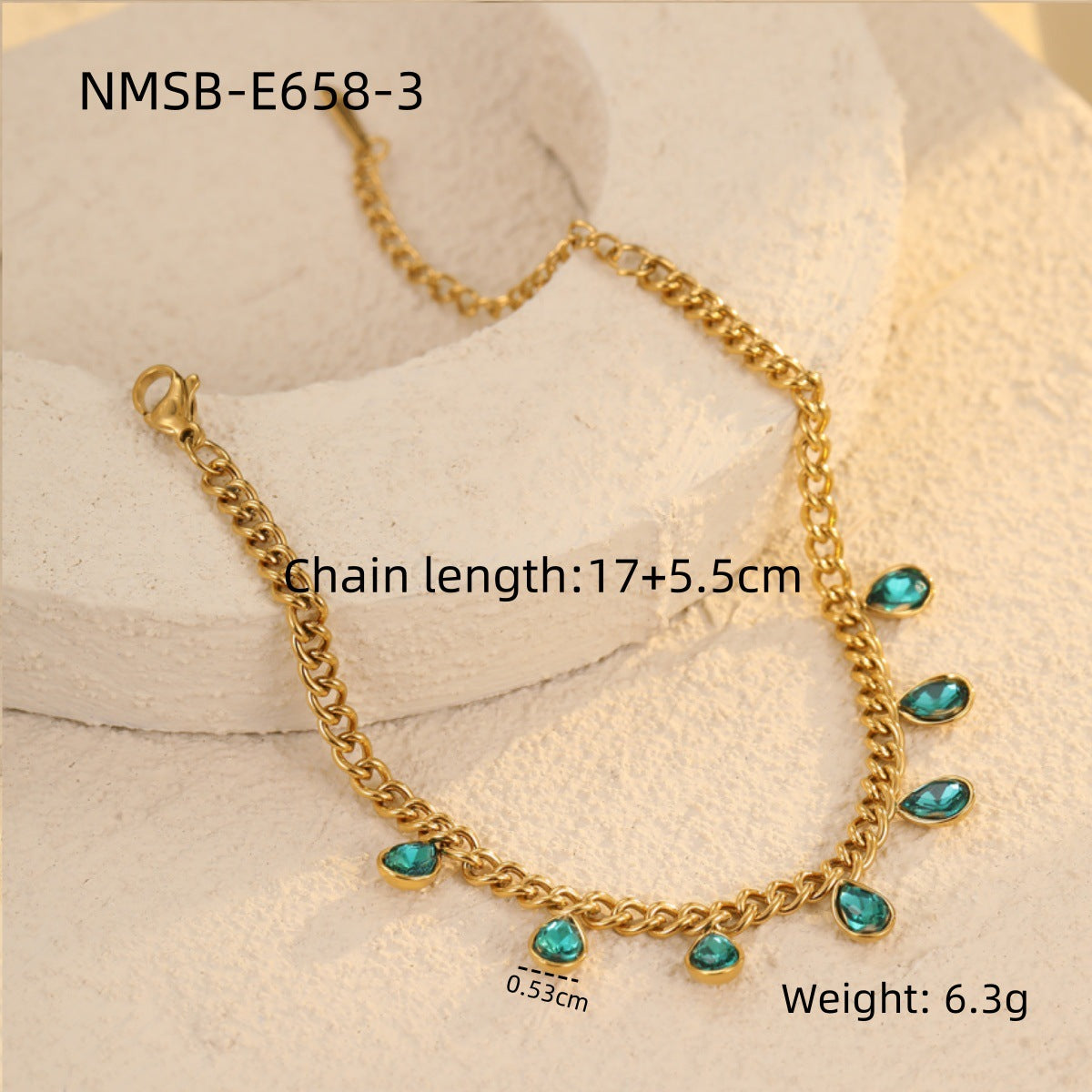 NMSB-E658-3 Green Waterdrops Zircon