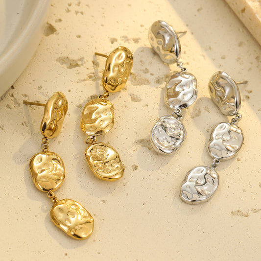 Personality Geometric Abstract Trend Modeling Stainless Steel Eardrop Niche Gorgeous High Profile Earrings Eardrops