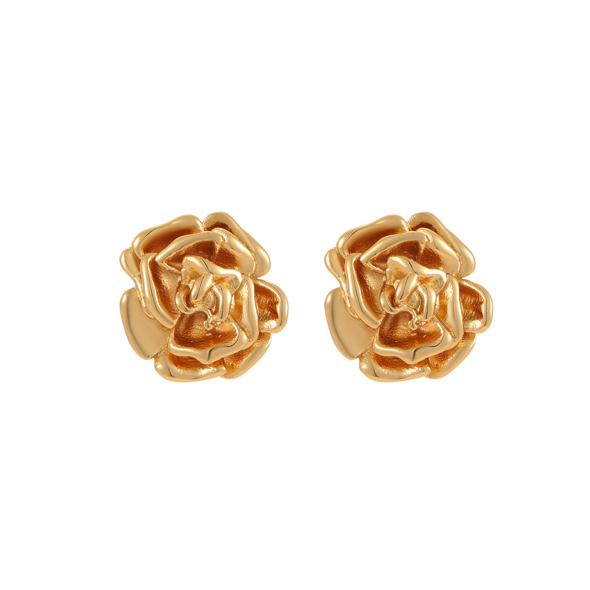 Rose Stainless Steel Studs Exquisite Refined Grace Niche 18K Gold Plating Earrings