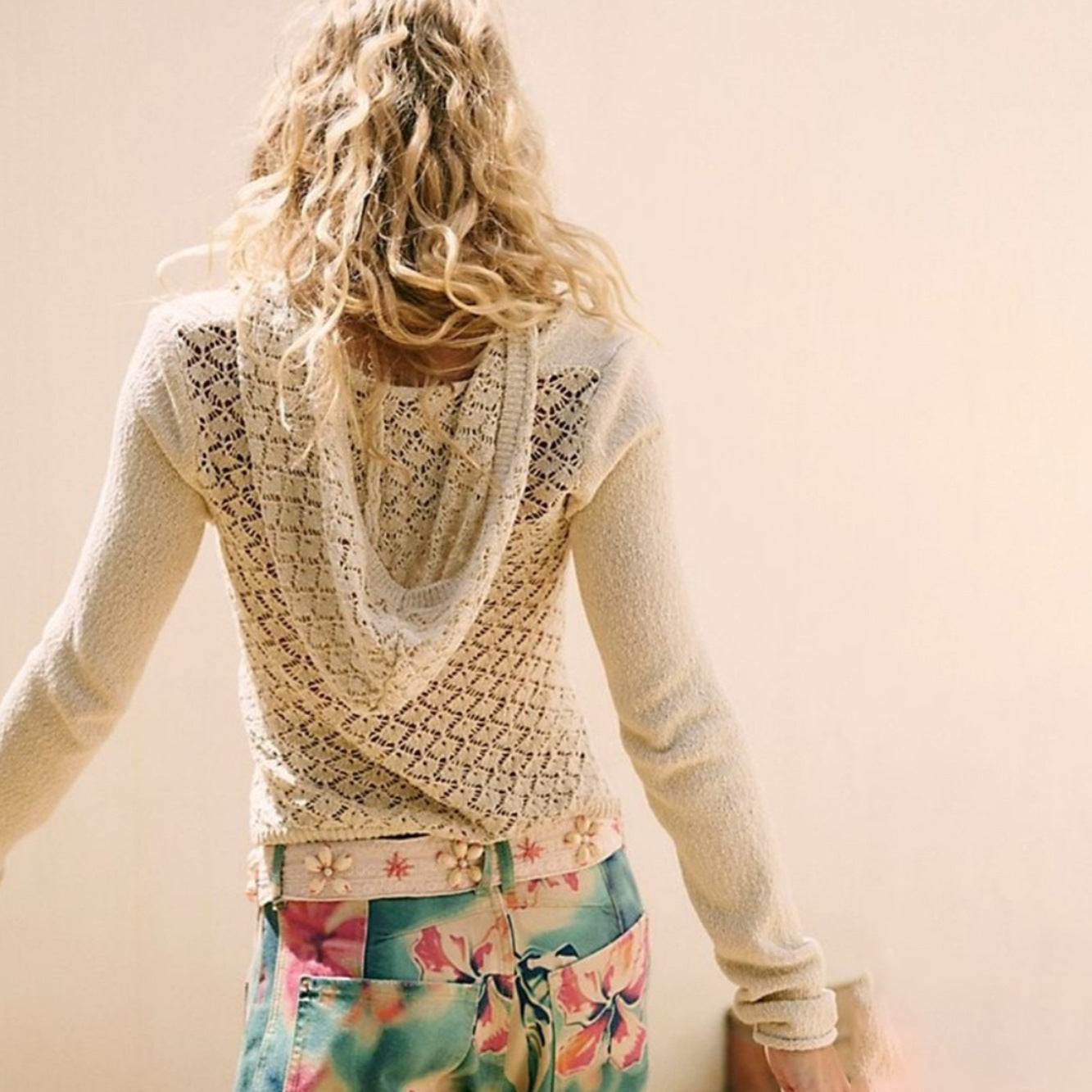 Autumn Winter Solid Color All Matching Casual Drop Shoulder Sleeve V neck Pullover Hollow Out Cutout Knitted Sweater for Women