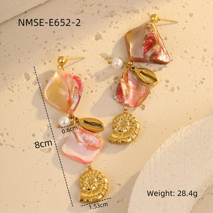 NMSE-E652-2 Pink Conch Earrings