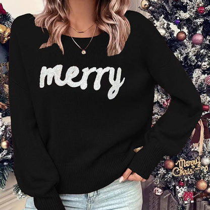Autumn Winter Knitwear Women Clothing Christmas round Neck Long Sleeved Pullover Women