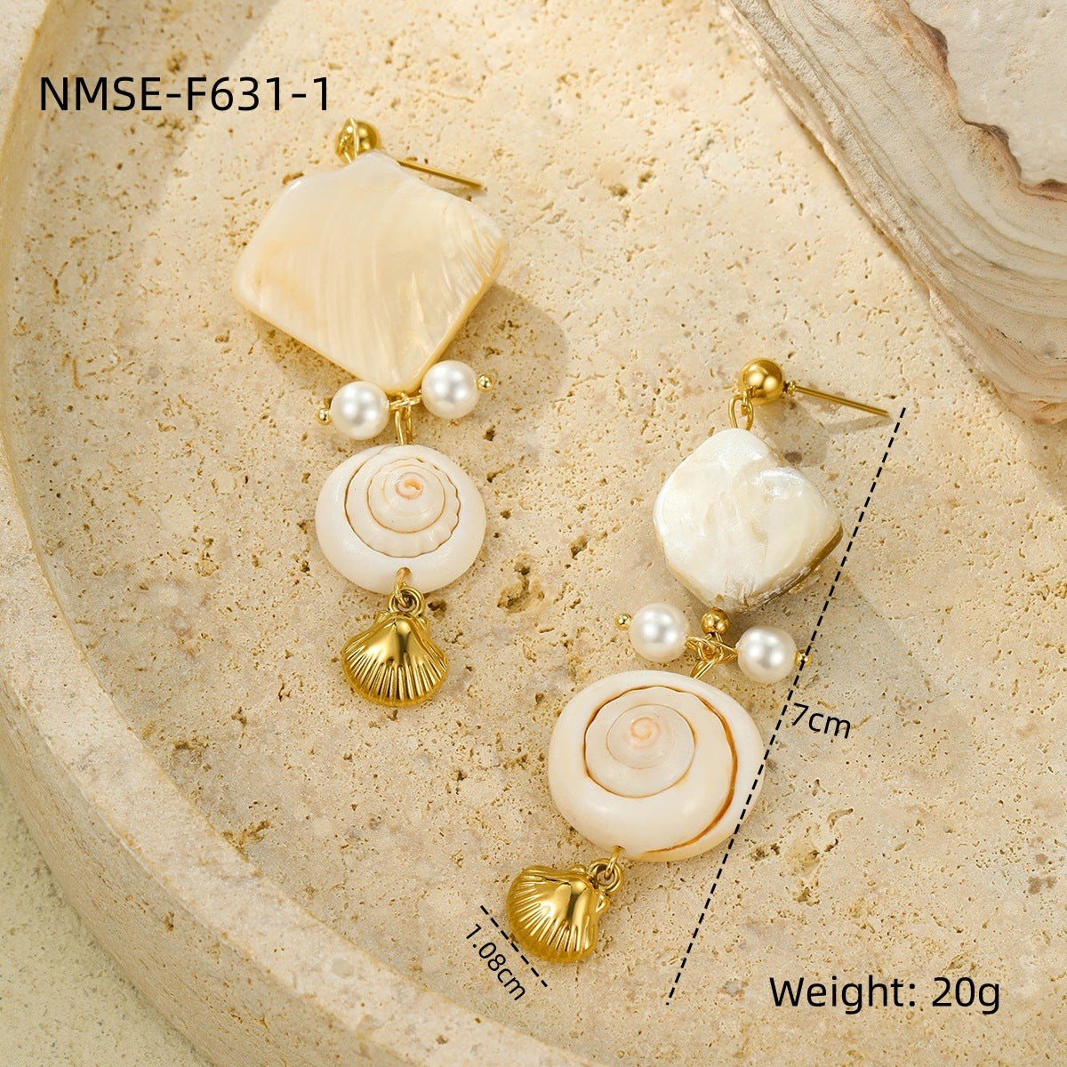 NMSE-F631-1 White Shell Earrings