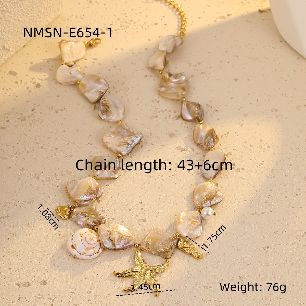 NMSN-E654-1 White Starfish Necklace