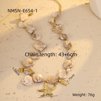 NMSN-E654-1 White Starfish Necklace