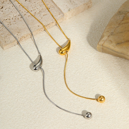 Titanium Steel Snake Bones Chain Non Fading Stainless Steel Necklace Gold Plated Light Luxury Design Long Y Shaped Chain