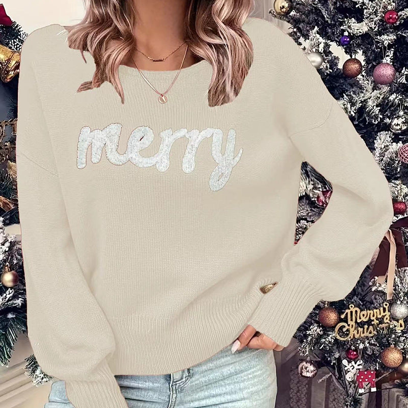 Autumn Winter Knitwear Women Clothing Christmas round Neck Long Sleeved Pullover Women